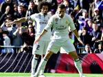 Cristiano Ronaldo y Marcelo celebran el gol de Ronaldo en la 'manita'.