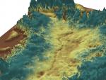 Vista en 3D del canal subglacial descubierto bajo Groenlandia