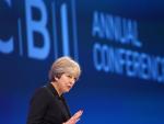 La primera ministra británica, Theresa May, durante el congreso anual de la Confederación de la Industria Británica