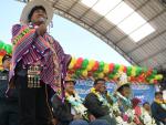 Evo Morales durante la inauguración de una escuela