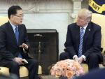 El consejero de seguridad nacional de Corea del Sur, Chung Eui-yong, trasladó a Trump el mensaje de Kim Jong-un