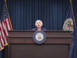 La presidenta de la Reserva Federal (Fed), Janet Yellen, en una rueda de prensa