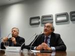 El presidente de CEOE, Juan Rosell, durante la presentación ayer del libro “La crisis económica en España”.