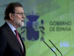 El presidente del Gobierno, Mariano Rajoy, durante la rueda de prensa posterior a la reunión del Consejo de Ministros