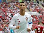 Fotografía de Cristiano Ronaldo durante el Portugal - Marruecos.