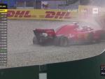 Así acabó el Ferrari de Vettel en la vuelta 52 por culpa del agua