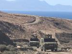 Vehículos militares que participan en los ejercicios militares. Foto: Mando de Canarias del Ejército de Tierra