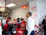 President Obama orders lunch at Five Guys in Washington, D.C. during an unannounced lunch outing May 29, 2009. (Official White House Photo by Pete Souza)