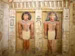 Una de las paredes hermosamente policromadas de la tumba hallada en Saqqara (Foto: Ministerio de Antigüedades de Egipto)