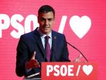 Pedro Sánchez durante la presentación de la precampaña del PSOE