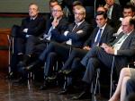 Los presidentes de ACS, Florentino Pérez; Iberia, Luis Gallego; Aena, Maurici Lucena; Telefónica, José María Álvarez-Pallete, e Iberdrola, Ignacio Sánchez Galán