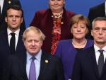 Emmanuel Macron, Boris Johnson y Angel Merkel, entre los participantes en la cumbre de la OTAN