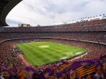 El Camp Nou, estadio del FC Barcelona, en día de partido.