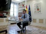 El presidente del Gobierno, Pedro Sánchez, participa por videoconferencia este viernes en la reunión del Consejo Europeo.