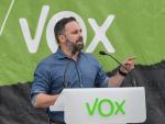 El presidente de Vox, Santiago Abascal, durante el acto electoral de Vox en A Coruña