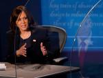 La candidata demócrata a la vicepresidencia, la Senadora Kamala Harris, durante el debate con el vicepresidente Mike Pence