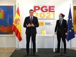Pedro Sánchez y Pablo Iglesias, durante la presentación del anteproyecto de Presupuestos