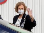 La reina emérita Doña Sofía, a su llegada al Banco de Alimentos del Segura en Murcia. EFE/Marcial Guillén