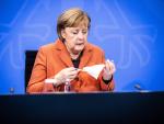 La canciller alemana, Angela Merkel, durante la comparecencia de este domingo