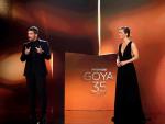 Antonio Banderas y María Casado en el escenario de los premios Goya
