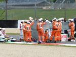 Escena del accidente de Jason Dupasquier durante la Q2 de Moto3 en el Gran Premio de Italia,