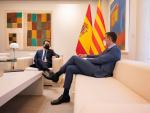 El presidente del Gobierno, Pedro Sánchez, recibe en Moncloa al president de la Generalitat de Cataluña, Pere Aragonès