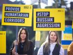 Manifestación en La Haya contra la invasión rusa de Ucrania