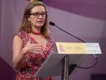 La delegada del Gobierno contra la Violencia de Género, Victoria Rosell, comparece ante los medios, en la sede del Ministerio de Igualdad, a 10 de junio de 2022, en Madrid (España).