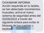 SMS fraudulento en CaixaBank