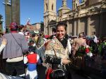 ofrenda de flores a la Virgen del Pilar en Zaragoza