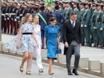 La Infanta Sofía, la Princesa Leonor, la Reina Letizia y el Presidente del Gobierno en funciones, Pedro Sánchez