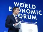 El presidente del Gobierno, Pedro Sánchez durante su intervención en el Foro Económico Mundial, en Davos (Suiza)