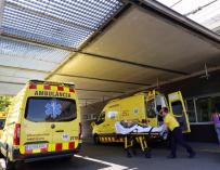 An ambulance arrives at Arnau Vilanova Hospital, in Lleida, Catalonia, Spain, 14 July 2020. Lleida is on the wait for regional Government's instructions a day after Catalan regional President, Quim Torra, refused to accept the court's decision that denies partial lockdown in the area of Segria in Lleida, Catalonia, and assured he will assume the consequences for acting in order to keep people's health at safety. A judge has denied the Catalan Government to order lockdown to Catalonia and rules that the regional Government must ask permission to the Spanish central Government in order to declare the state of alarm to be able to establish lockdown. EFE/ Alejandro Garcia