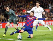 Messi jugando con la camiseta del FC Barcelona