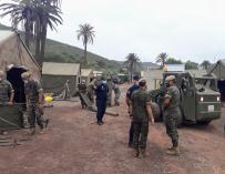 La Brigada Canarias XVI del Ejército de Tierra monta en los terrenos del antiguo polvorín de Barranco Seco, en Las Palmas de Gran Canaria, un campamento con capacidad para 800 persona
