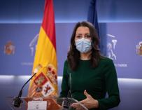 La líder de Ciudadanos, Inés Arrimadas, al anunciar el 'no' de su partido a los Presupuestos Generales del Estado 2021