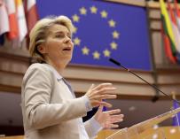 La presidenta de la Comisión Europea, Ursula Von Der Leyen, en una sesión en Bruselas.