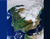 Imagen de satélite, Copernicus Sentinel-3, ESA, de la Península Ibérica tras el paso de 'Filomena'