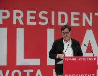 El candidato del PSC a la Presidencia de la Generalitat, Salvador Illa, en un acto telemático desde Tortosa (Tarragona). PSC 30/1/2021