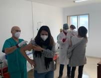 Vacunación contra el Covid en el hospital Virgen del Rosell de Cartagena SMS 14/1/2021