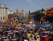 Manifestación convocada por la ANC a favor del independentismo en Barcelona.
