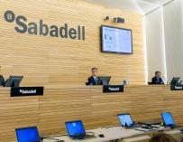 La nueva cúpula del Sabadell, en la presentación de resultados.