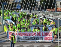 Manifestación de los trabajadores de Ence tras la resolución judicial de la semana pasada.
