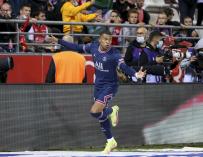Kylian Mbappe of PSG celebrates his second goal during the French championship Ligue 1 football match between Stade de Reims and Paris Saint-Germain on August 29, 2021 at Auguste Delaune stadium in Reims, France - Photo Jean Catuffe / DPPI AFP7 / Europa Press 29/8/2021 ONLY FOR USE IN SPAIN