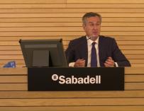 El consejero delegado de Banco Sabadell, César González-Bueno, durante la presentación. EUROPA PRESS (Foto de ARCHIVO) 30/4/2021