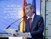 El presidente del Consejo General del Poder Judicial (CGPJ), Carlos Lesmes, ofrece un discurso en el acto conmemorativo del 40 aniversario del Estatuto Orgánico del Ministerio Fiscal celebrado en Madrid.