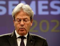European Commissioner in charge of Economy Paolo Gentiloni speaks during a press briefing to present results of European Semester autumn package in Brussels, Belgium, 24 November 2021. (Bélgica, Bruselas) EFE/EPA/OLIVIER HOSLET