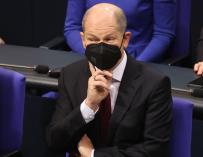 Berlin (Germany), 08/12/2021.- Designated German Chancellor Olaf Scholz before his election at the Bundestag in Berlin, Germany, 08 December 2021. A coalition of Social Democratic Party (SPD), Green party (Die Gruenen) and Free Democratic Party (FDP) forms the new German government. (Alemania) EFE/EPA/FILIP SINGER