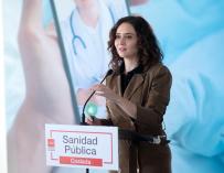 The president of the Community of Madrid, Isabel Díaz Ayuso, appears at the presentation of the operation of the new medical video consultation, at the Henares University Hospital, on January 18, 2022, in Coslada, Madrid, (Spain).  With this new service, which works through the Virtual Health Card, the aim is to avoid the movement of patients to the health center.  JANUARY 18, 2022;HOSPITAL;HENARES;VIDEO CONSULTATION;MADRID;HEALTH CARD Alberto Ortega / Europa Press 1/18/2022