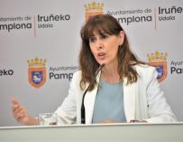 La portavoz socialista en el Ayuntamiento de Pamplona, Maite Esporrín, durante una rueda de prensa
PSN DE PAMPLONA
(Foto de ARCHIVO)
28/12/2021